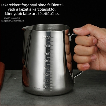 Latte art pohár hegyes szájjal, 304 rozsdamentes acél, Jeansiya, 120 g, nyomtatott logó