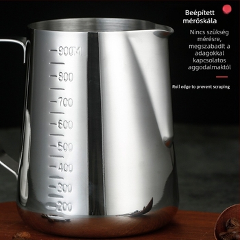 Latte art pohár hegyes szájjal, 304 rozsdamentes acél, Jeansiya, 120 g, nyomtatott logó