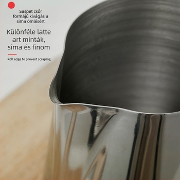 Rozsdamentes acél latte art pohár, modern egyszerű stílus, lézerrel gravírozott logó, 200 g, papírdobozos csomagolás