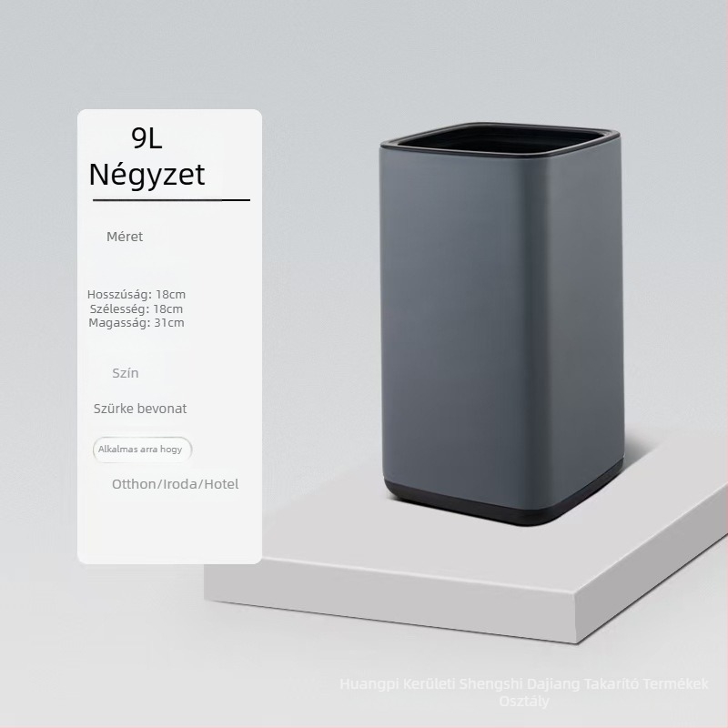 Duplarétegű rozsdamentes acél kuka, négyszögletes és kör dizájn, 12 L kapacitás, fedél nélkül, kereskedelmi használatra (szállodák, fürdőszobák, konyhák)