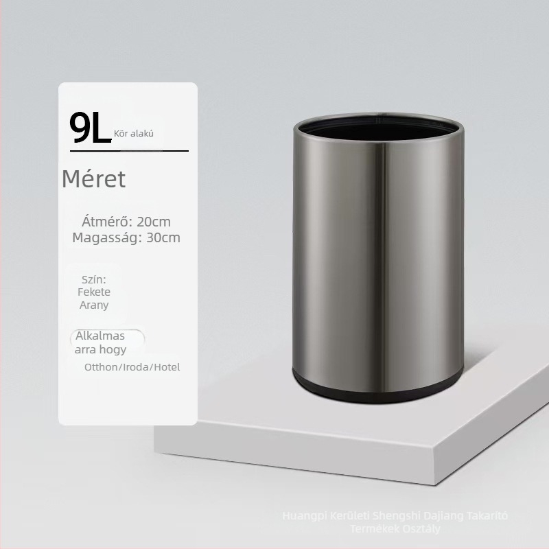 Duplarétegű rozsdamentes acél kuka, négyszögletes és kör dizájn, 12 L kapacitás, fedél nélkül, kereskedelmi használatra (szállodák, fürdőszobák, konyhák)