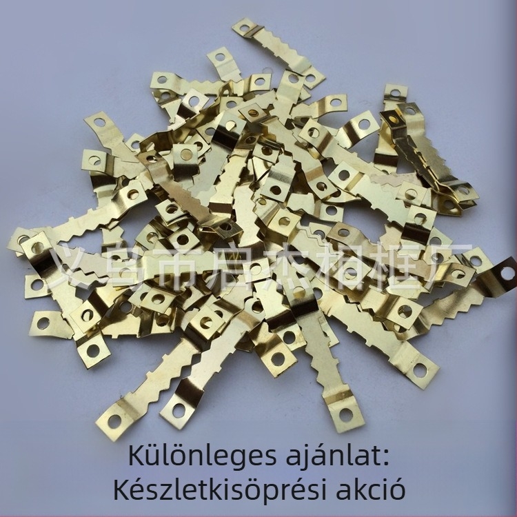 Fényképkerethez tartozó hardver – kétoldalas recés akasztó (Anyag: Fém; Gyártási folyamat: elektroplakolás; Kiegészítő típus: recés akasztó; Stílus: Modern egyszerűség; Csomagolás: Zsákok)