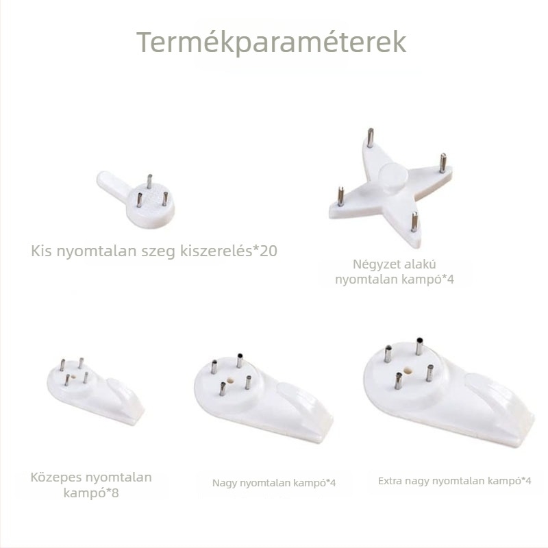 43 darabos láthatatlan műanyag horog készlet fényképkeretekhez és festményekhez (40 horog + 3 eszköz)