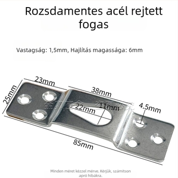 Rejtett keret akasztó, rozsdamentes acélból, csavaros rögzítés, hatlyukas, modern minimál stílusú