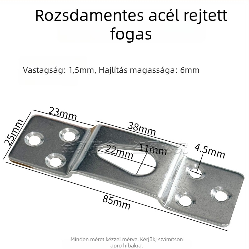 Rejtett keret akasztó, rozsdamentes acélból, csavaros rögzítés, hatlyukas, modern minimál stílusú