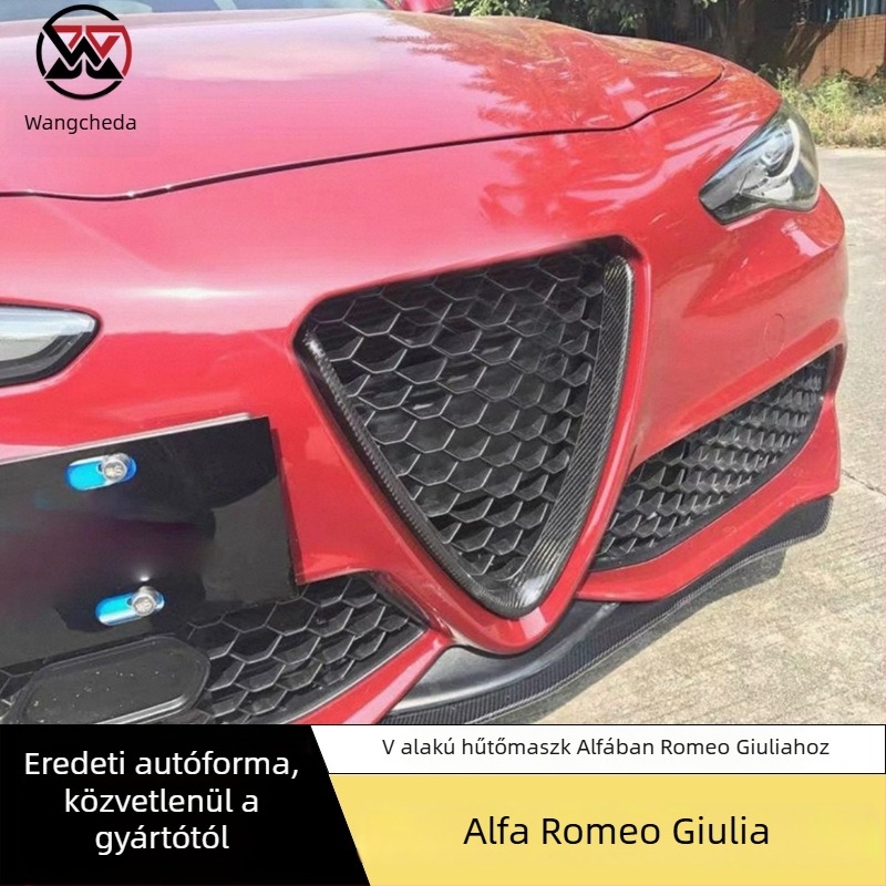 Karbon szálas V-stílusú hűtőmaszk keret Alfa Romeo Giulia számára, négyleaf lóhere mintázattal