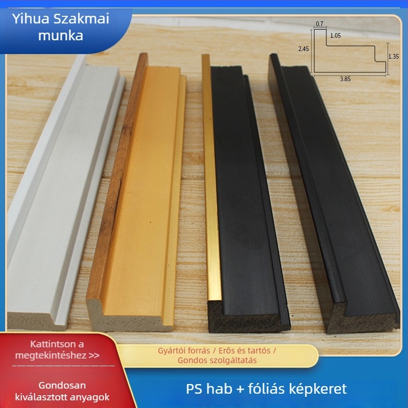 Keretcsík - gyanta, injekciós öntés, L-alakú keret, 3,05 m hosszú, 66 db, modern minimalista stílus