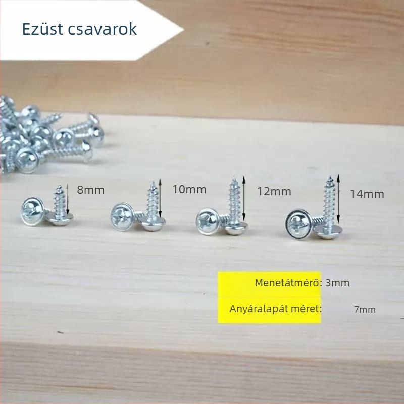 Qijie önmetsző csavar alátéttel, kerek fej, fém, elektroplat bevonat, márka Qijie