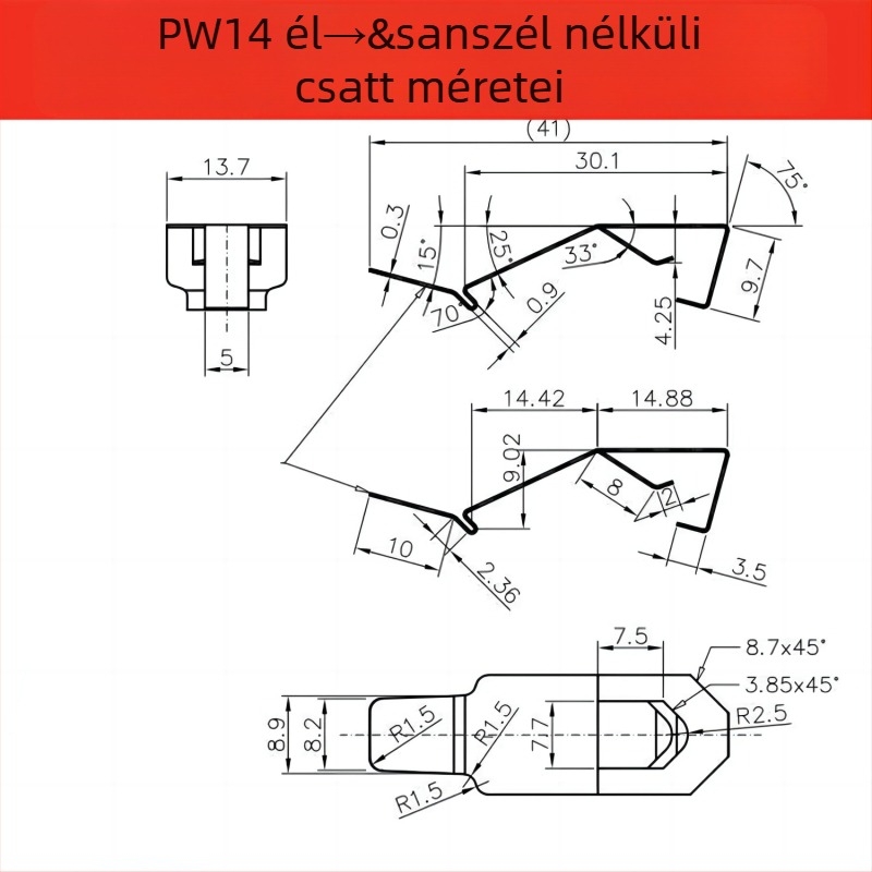 Deheng fém fotókeret hátsó panel PW14, sajtolás technológiával, hardver kiegészítő