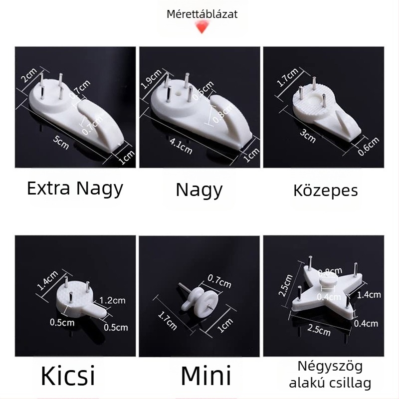 43 darabos láthatatlan falikampó készlet — műanyagból, kézzel készített, keretek és képekhez