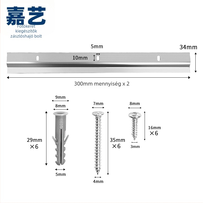 Jiayi fém Z-alakú fotókeret akasztóeleme, elektroplattált felülettel, modern minimalista stílus