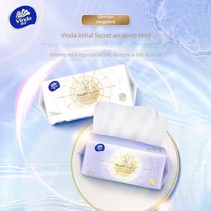 Vinda arctisztító kendők, 100% pamut, egyszer használatos, 70 darab, felakasztható