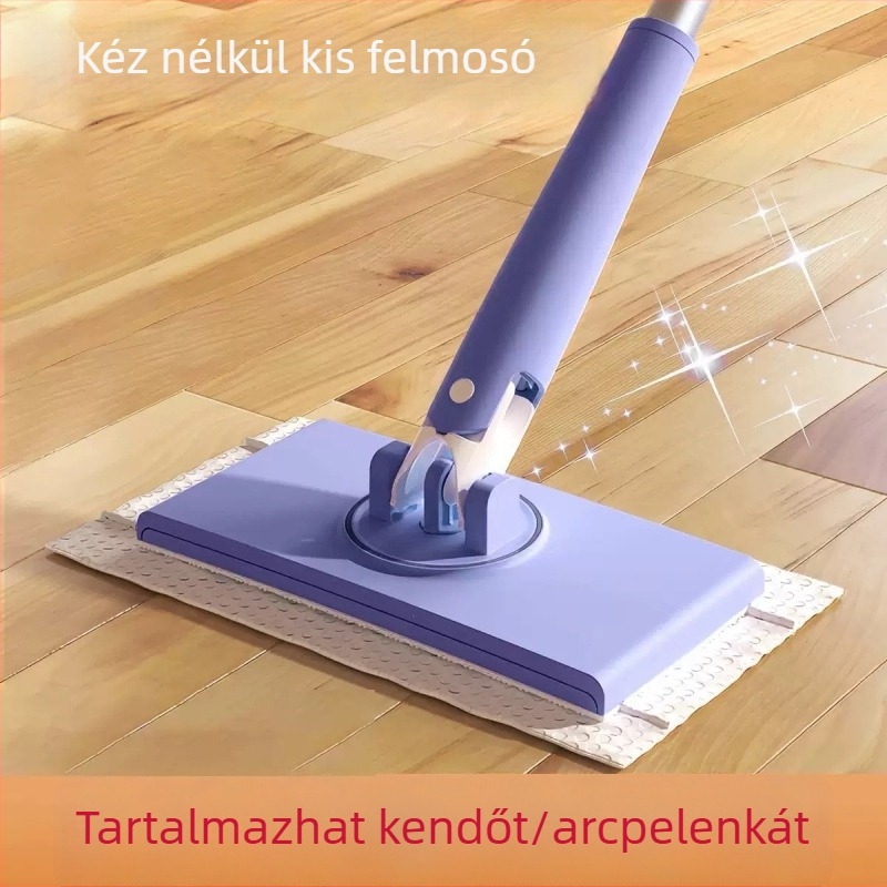 Mikroszálas mop műanyag rúddal – csúsztatós kinyomó mechanizmus, 50–60% kinyomás, teherbírás 10 kg, lapos fej
