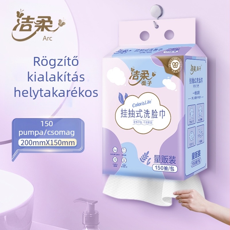 Clean and Soft Függő arc kendők, nem szövött, 150 darab, száraz és nedves használatra, sminklemosó kendő
