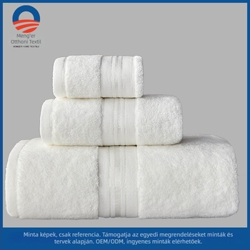 Pamut hotel törölköző, 100% pamut, 200 g/m²+, 16s szál, hímzés, jacquard, sima szövés