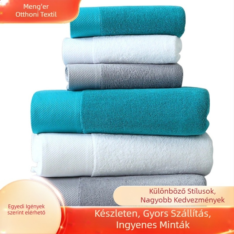 Pamut hotel törölköző, 100% pamut, 200 g/m²+, 16s szál, hímzés, jacquard, sima szövés