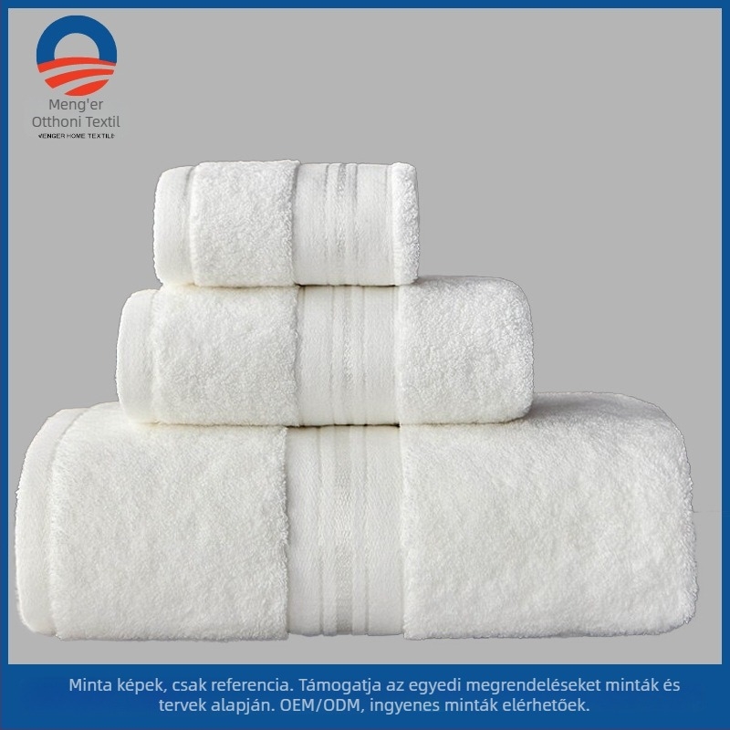 Pamut hotel törölköző, 100% pamut, 200 g/m²+, 16s szál, hímzés, jacquard, sima szövés