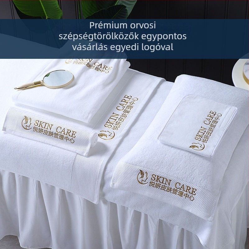 Három darabos szépségszalon arctisztító törölközőkészlet, 100% pamut, 150 g, többszálas fonal, hímzés