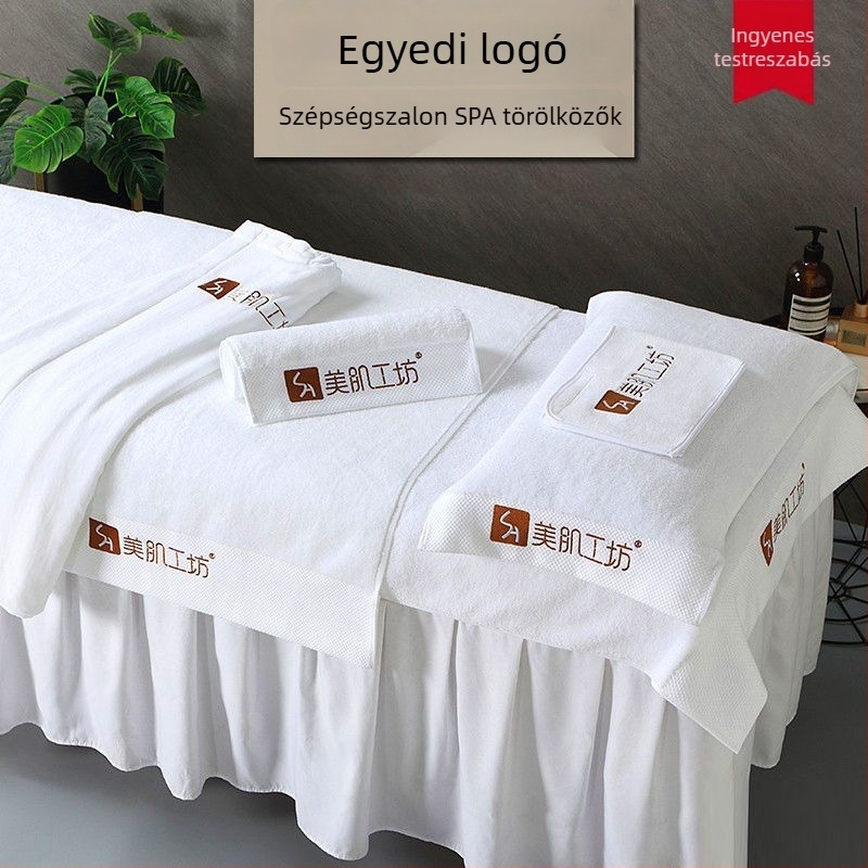Három darabos szépségszalon arctisztító törölközőkészlet, 100% pamut, 150 g, többszálas fonal, hímzés