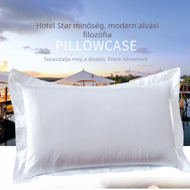 Fehér pamutszatén párnahuzat, szállodai stílusú, 100% pamut