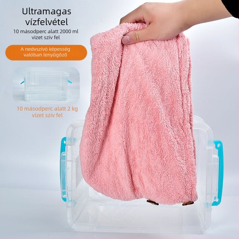 Koral plüss mikroszálas hajszárító sapka hosszú hajhoz, nedvszívó