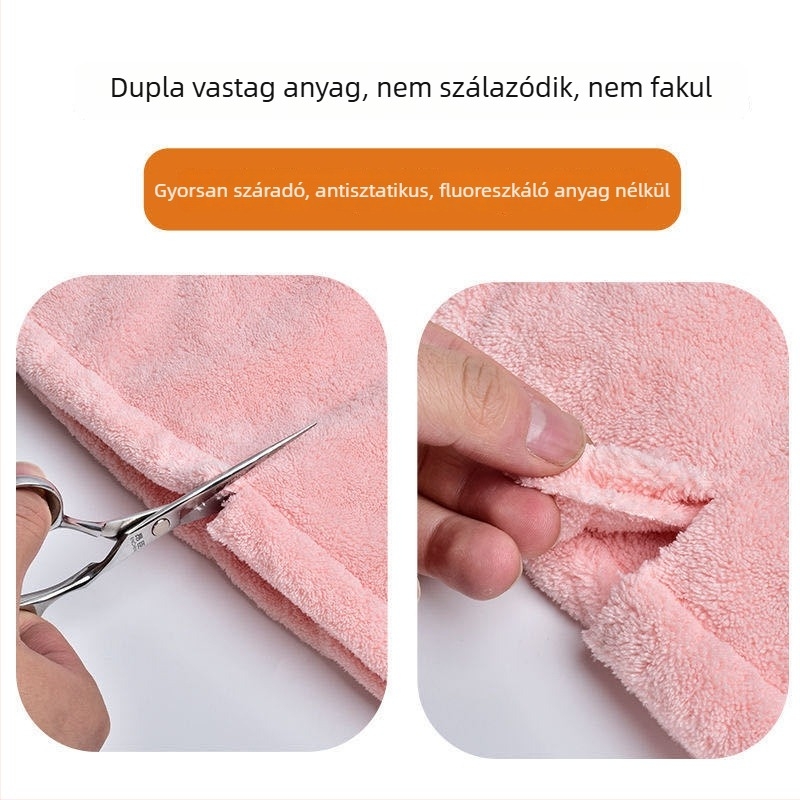 Koral plüss mikroszálas hajszárító sapka hosszú hajhoz, nedvszívó
