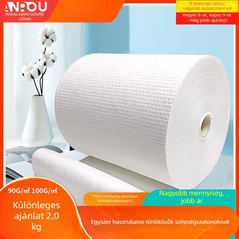 Egyszer használatos fodrászati szalon törölköző fa rostból, vastított, 90–110 g, nedvszívás 0–5 s, testre szabható, 9 tekercses csomag