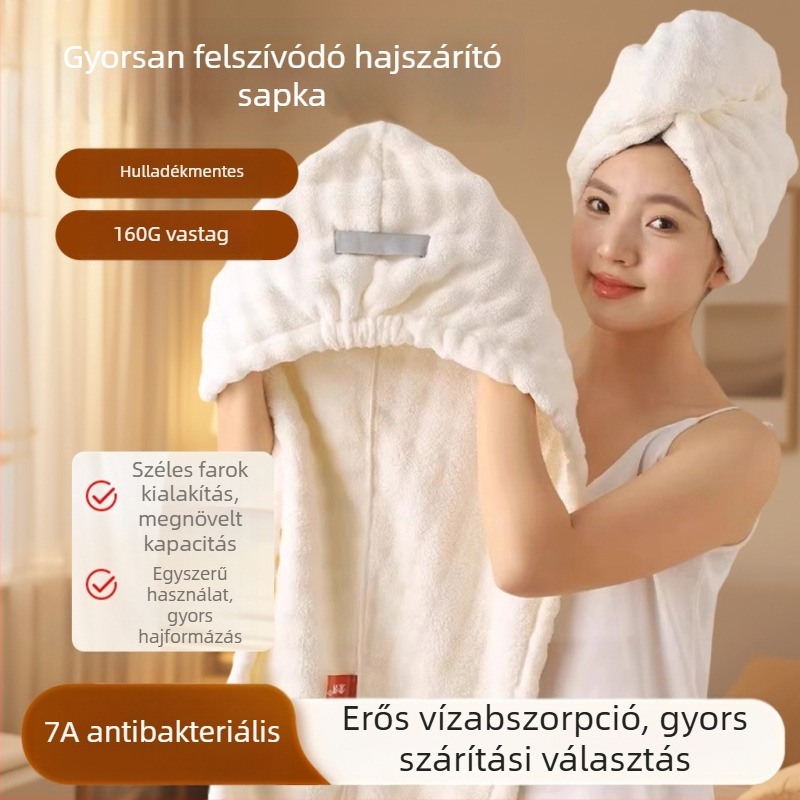 Női hajszárító sapka – rendkívül nedvszívó, gyors szárítás, turbán zuhanysapka, vastagított, 50–79 g