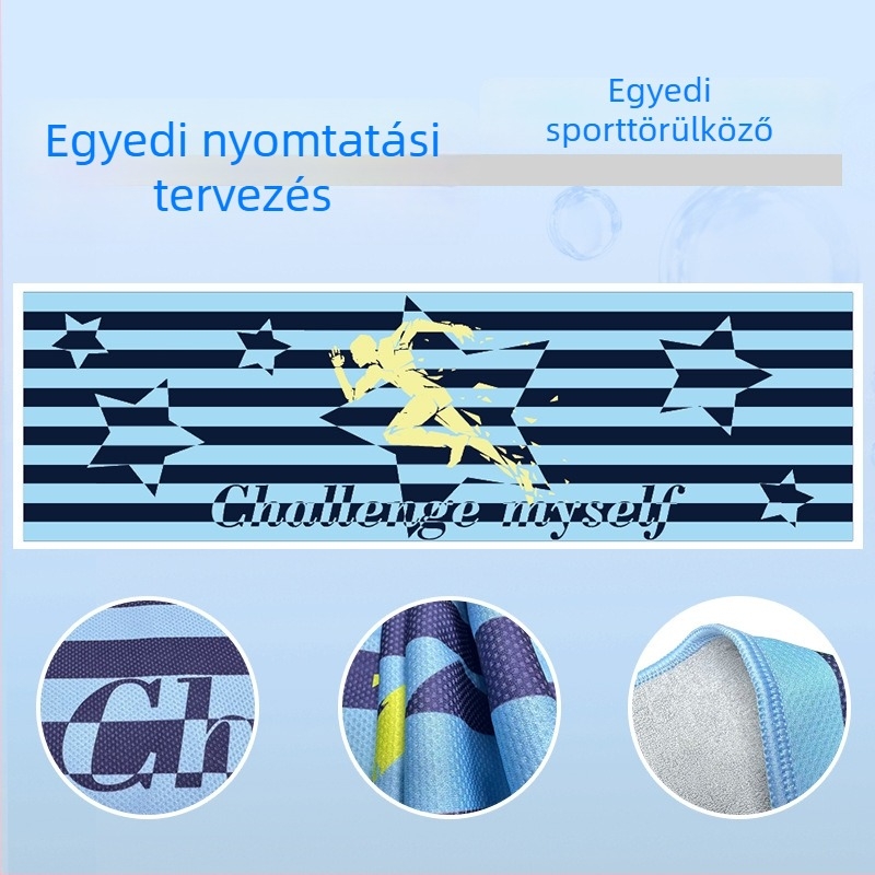 Sporttörölköző – mikroszálas, gyorsan száradó, logóval testreszabható, 430gsm, hímzés, hajtás és nyomtatás.