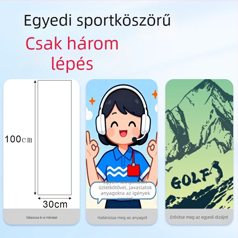 Edzőtermi sporttörölköző egyedi logóval, mikroszálas, 430gsm, hímzés/nyomtatás, izzadságszívó