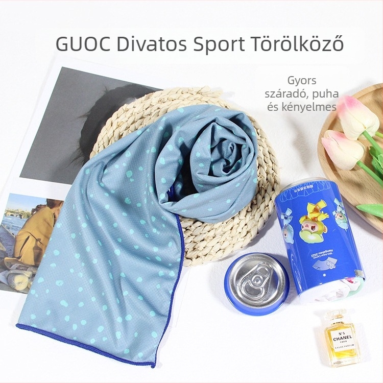 Gyorsan száradó sporttörölköző, poliészter, 100 g, nedvszívás 5–10 s, nyomtatott logó, testre szabható