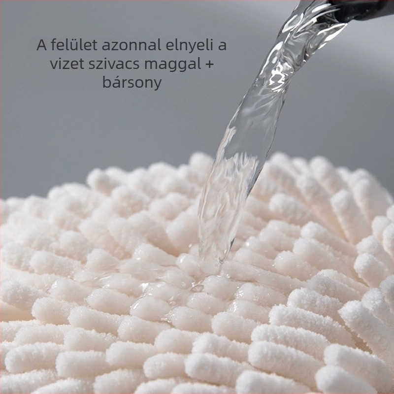 Chenille konyhai kéztörlő, vastag nedvszívó, kör alakú kéztörlő akasztóval, háztartási törölköző