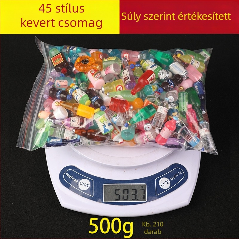Miniatűr italosüveg függő – műanyag/gyanta, nyomtatás, minta üveg, DIY gyerekeknek