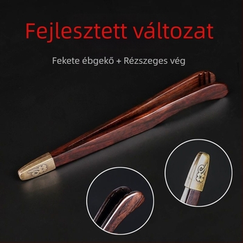 Tea kiegészítő készlet — Ebony tömörfa teklipsz, teáscsésze clip, csúszásmentes csipesz, teáskanál (Anyag: Ebony; Tartalmazza: clip, teáscsésze clip, csipesz, kanál; Bevezetés: 2025 tavasz)