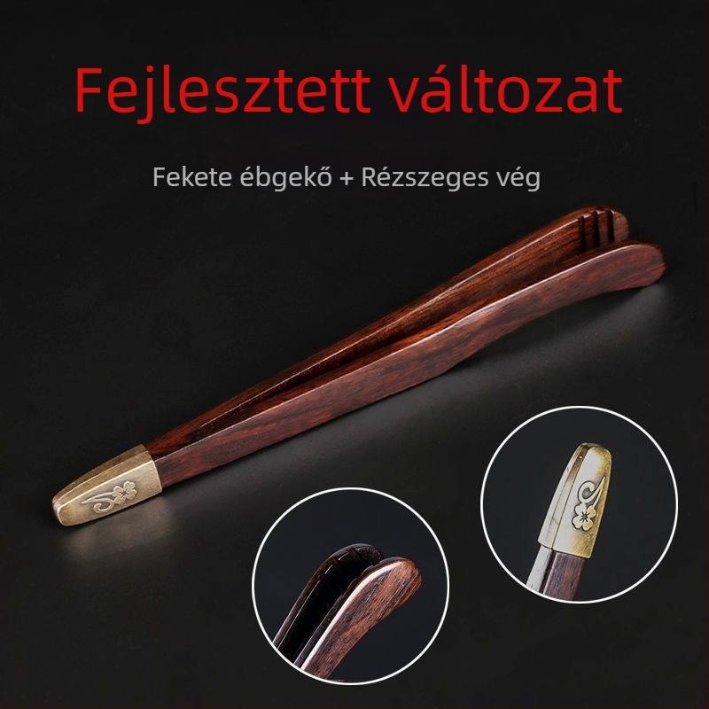 Tea kiegészítő készlet — Ebony tömörfa teklipsz, teáscsésze clip, csúszásmentes csipesz, teáskanál (Anyag: Ebony; Tartalmazza: clip, teáscsésze clip, csipesz, kanál; Bevezetés: 2025 tavasz)