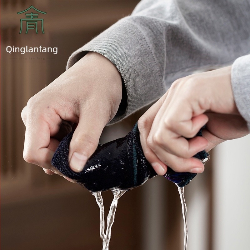 Qinglanfang Szövetes teás törölköző, nedvszívó, vastag anyag, logóval ellátva, tea ceremónia kiegészítő, 2021 nyári bevezetés