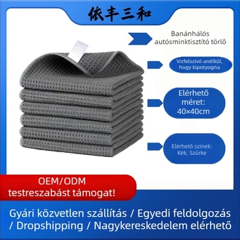 Multifunkcionális autó törölköző, vafla textúra, ultra-finom rost, vízfelvevő, súly 300–320 g