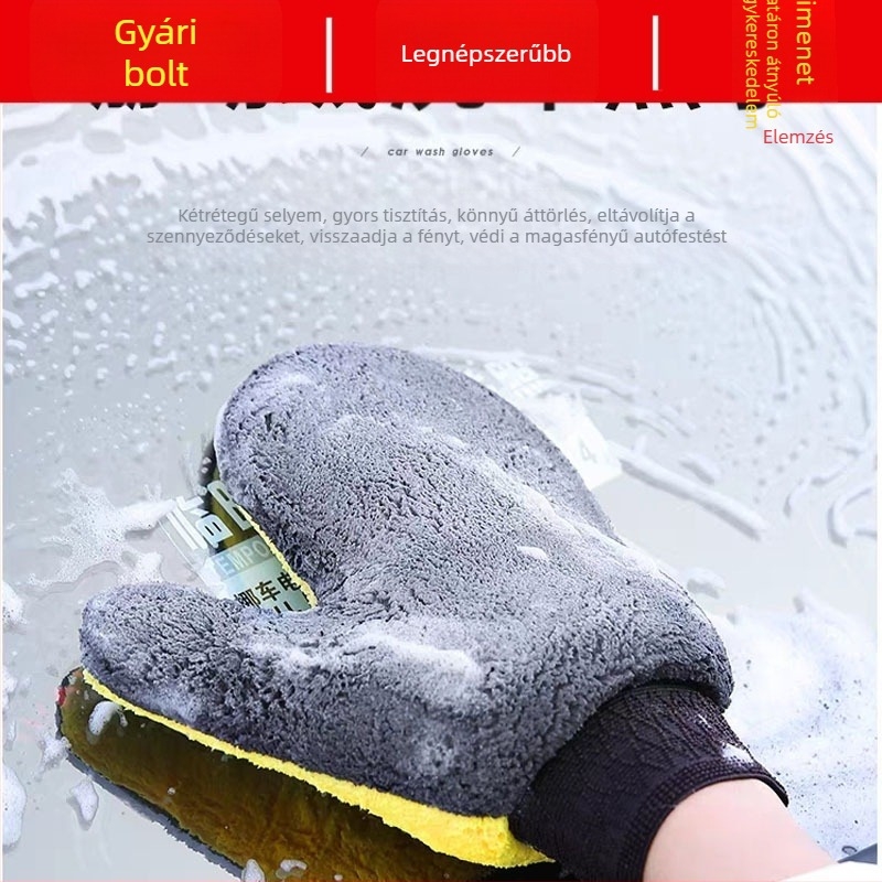 Autómosó kesztyű plüss medve mancsa, korall fleece anyag