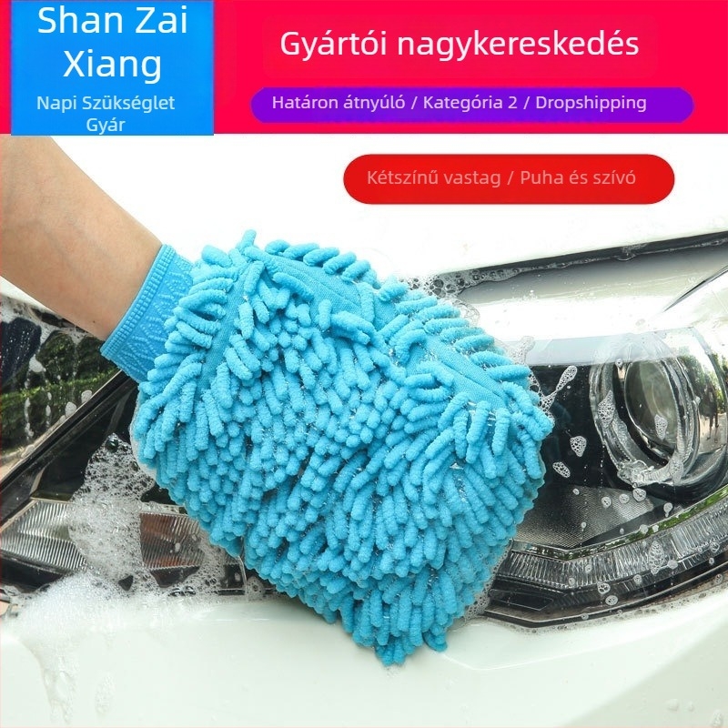 Autómosó kesztyűk, megfordítható Chenille, kétoldalas plüss, készlet (Anyag: Chenille; Jellemző: megfordítható; Típus: autómosó kesztyű)
