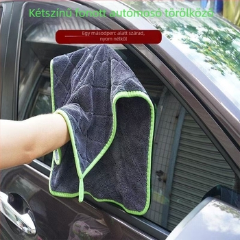 Kétoldalas mikroszálas autótörlő, nem szálzik, erősen nedvszívó, gyémántrács mintázat