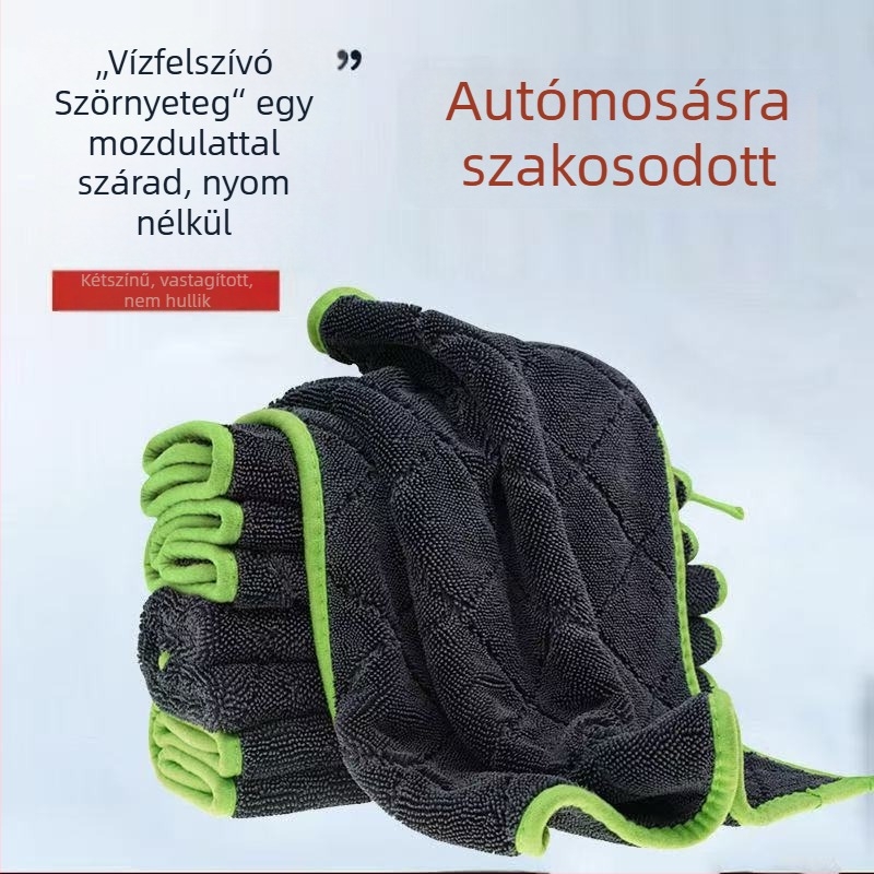 Kétoldalas mikroszálas autótörlő, nem szálzik, erősen nedvszívó, gyémántrács mintázat