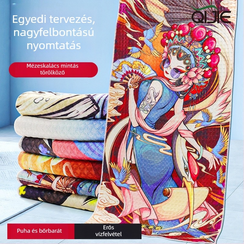 Mikroszálas teás törölköző, 260 g, egyszálú fonal, hímzett feldolgozás