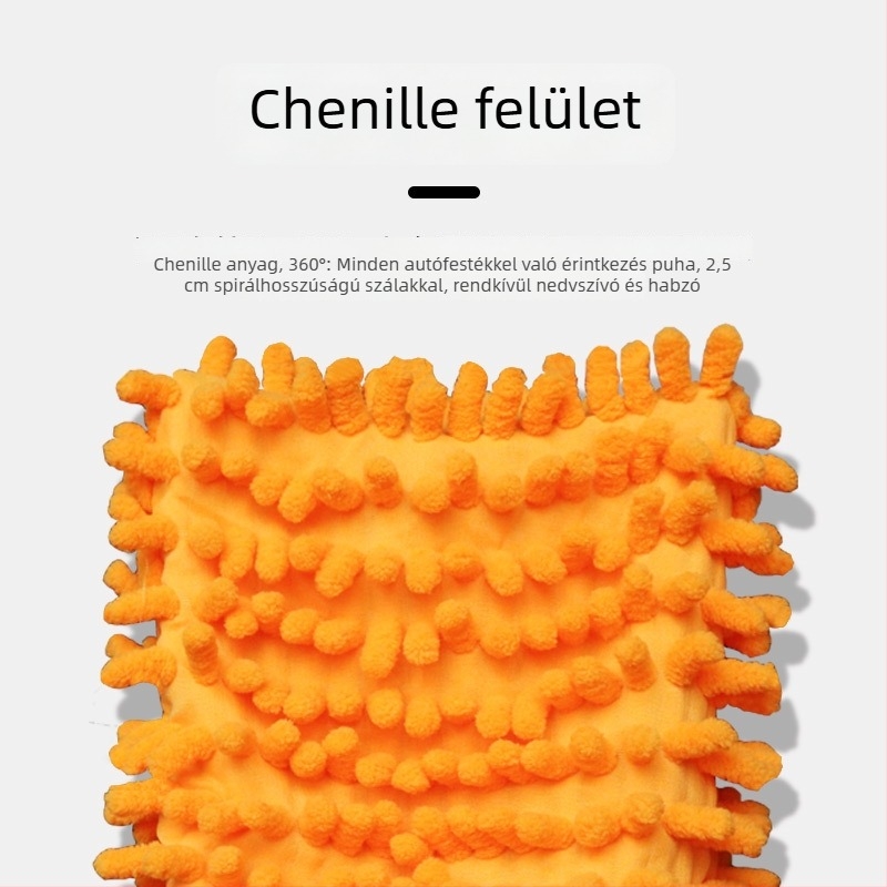 Autómosási kesztyű, vastagított kétoldalas Chenille, alapos tisztításhoz (anyag: chenille; kétoldalú; vastag)