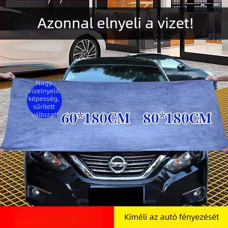 1,8 m hosszú autómosó kendő, nagy, ultra puha, nagyon nedvszívó, szöszmentes, mikroszálas, nem karcolja a fényezést.