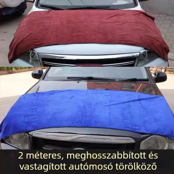 Kék mikroszálas autómosó törölköző, 2,6 m × 200 cm, kiváló nedvszívó, szöszmentes, az autó belső teréhez
