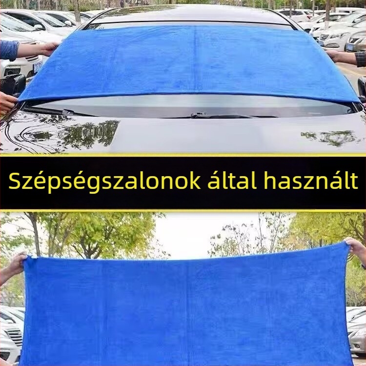 Kék mikroszálas autómosó törölköző, 2,6 m × 200 cm, kiváló nedvszívó, szöszmentes, az autó belső teréhez