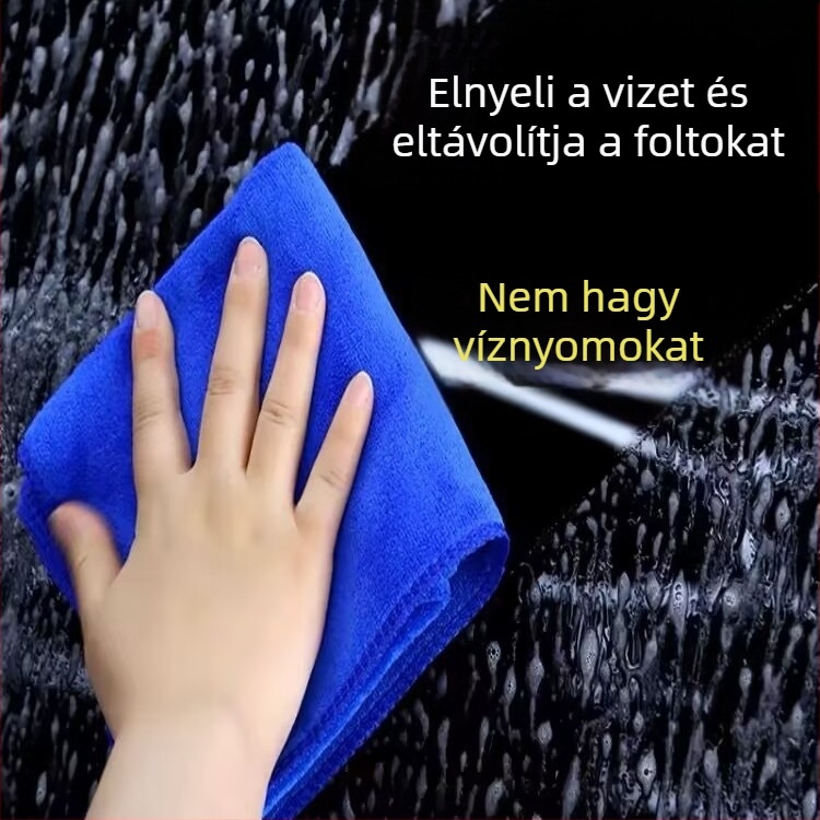 Két méretű mikroszálas autóápoló törlő: nagy, nedvszívó, szöszmentes, vastított kivitel, belső üvegfelületek tisztítására