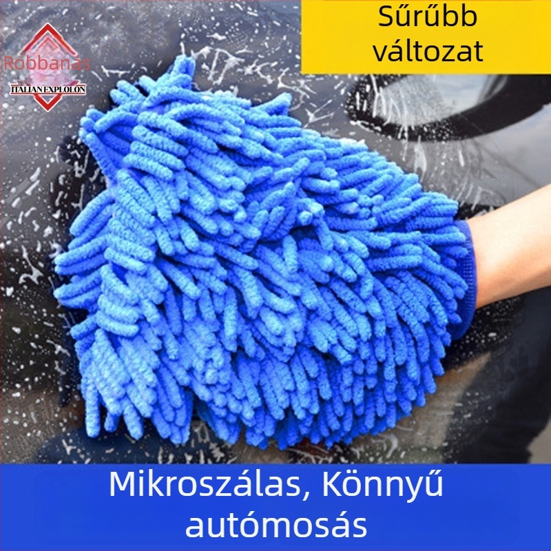 Autómosó kesztyűk – plüss chenille, suede anyag, vízálló, medve mancsa forma, kíméli a fényezést