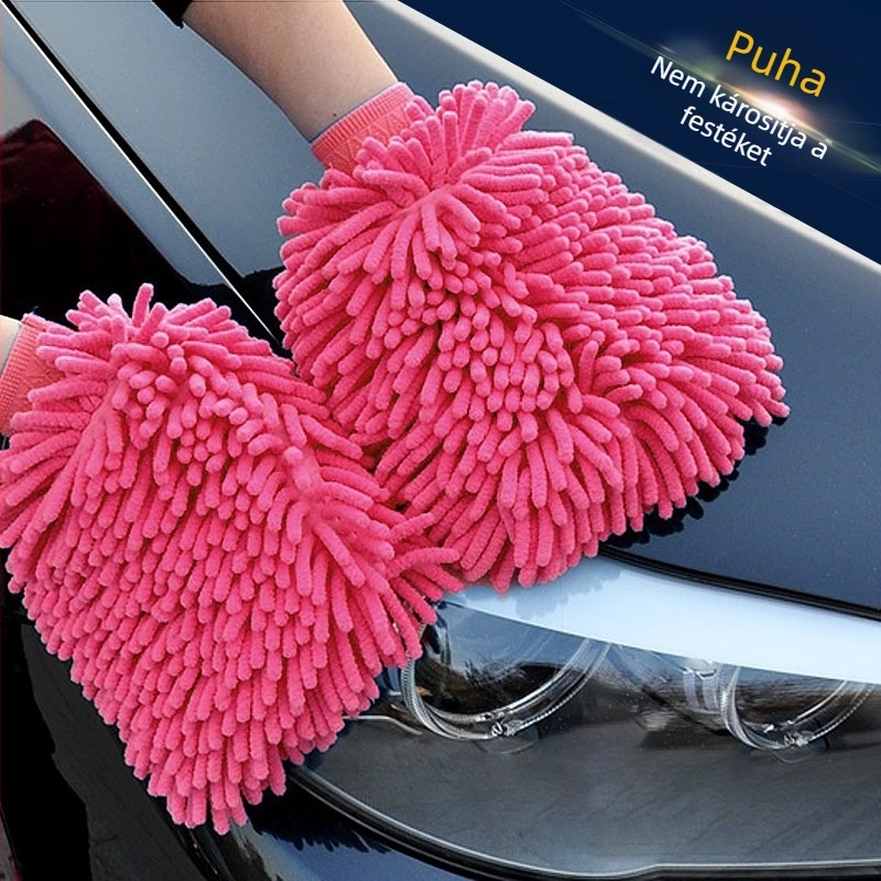Autómosó kesztyűk – plüss chenille, suede anyag, vízálló, medve mancsa forma, kíméli a fényezést