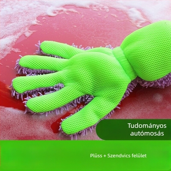 Ötujjas Chenille plüss autómosó kesztyű, vastag plüss, kíméletes a fényezéshez, kerékagyak tisztítására.
